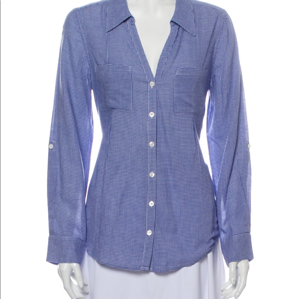 Joie plaid v neck button down